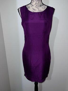 J.R.T. Vintage 100% Silk Sheath Dress Deep Purple Jewel Tone Size 4